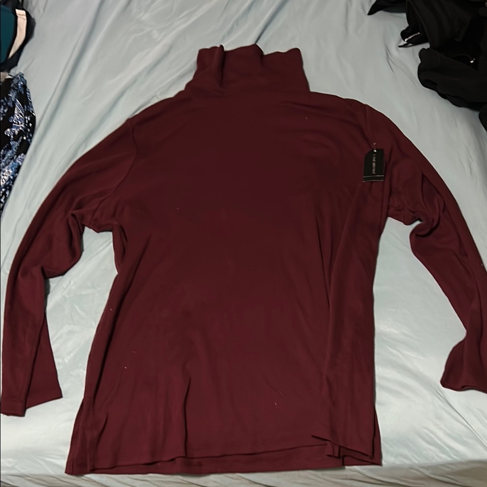 Burgundy Turtleneck Long Sleeve Top